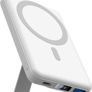 AOGUERBE for Magsafe Battery Pack, 10000mAh Magnetic Power Bank with (22.5W) USB-C Fast Charging, Wireless Mag-Safe Portable Charger with LED Display & Foldable Stand for iPhone 16/15/14/13/12 Series